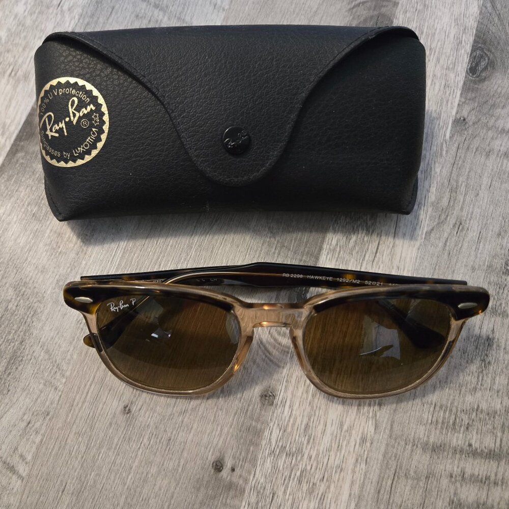 Ray-Ban Sunglasses Hawkeye RB 2298 1292/M2 Polished Havana On Transparent Brown